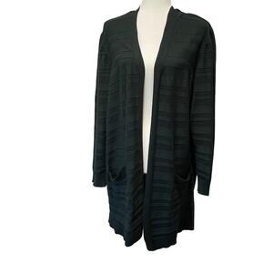 Lane Bryant Open Front Cardigan Textured Knit Pockets Dark Green Plus Sz 26/28